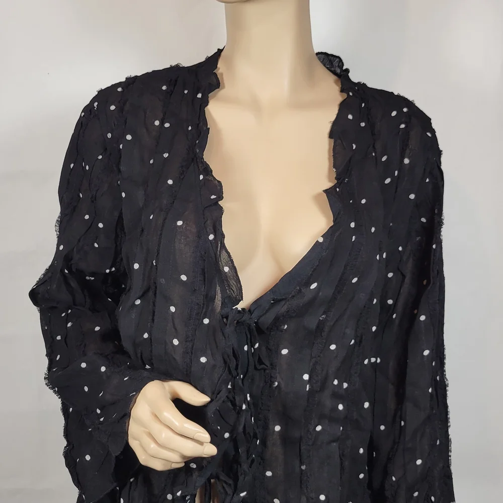 Free People Black and White Polka Dot Blouse - Picture 7 of 12